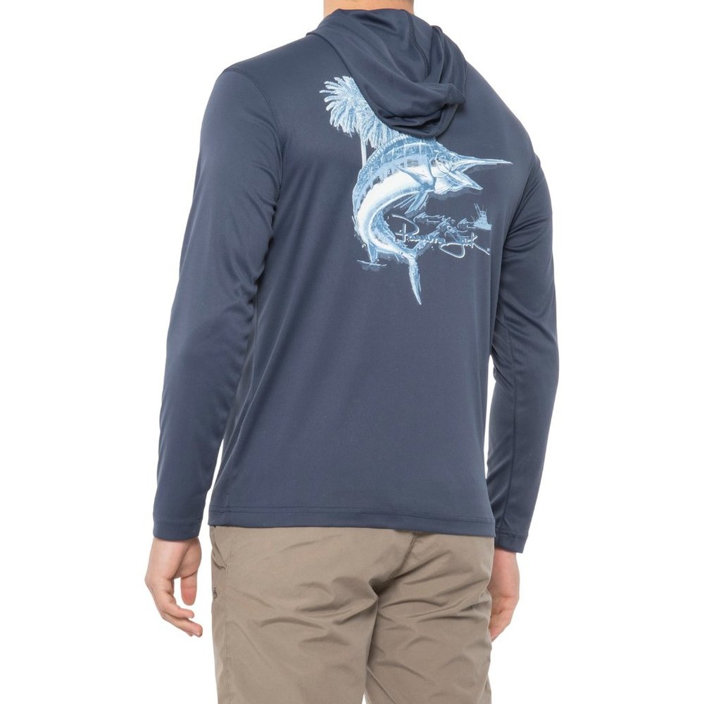 Panama Jack Printed Hooded Sun Shirt - Fishing UPF 50, Long Sleeve LARGE NEW